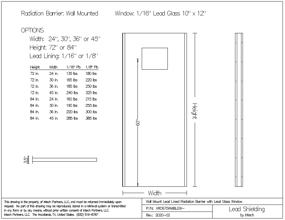 Wall Mount Lead Radiation Barrier With Window